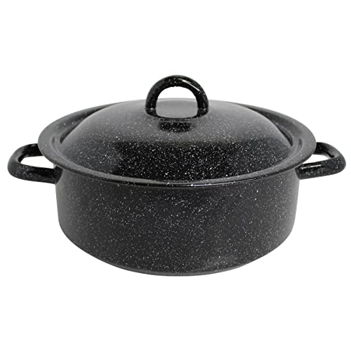 Mirro 4.5 Quart Traditional Vintage Style Black Speckled Enamel on Steel Dutch Oven with Lid, (MIR-10701) by Mirro - Used condition - US$20.32