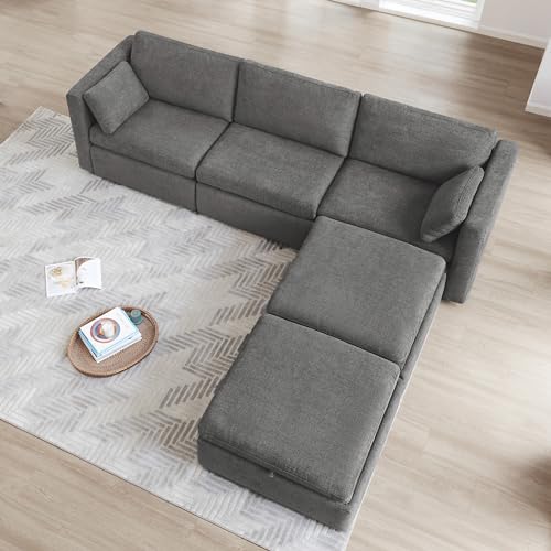 Image of CHITA 112 inch Modular Sectional Sofa, 5 Seat Modular Couch, Grey