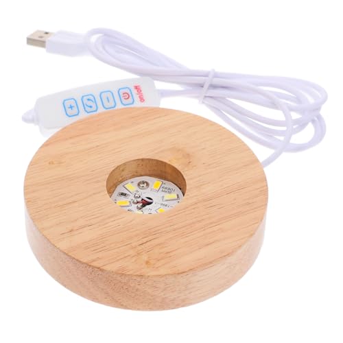 SOLUSTRE Leuchtsockel Aus Holz Kleiner Lampensockel Led-sockelleuchte Für Tische Beleuchteter Holzständer Einstellbare Lichtsettings Stabiler...