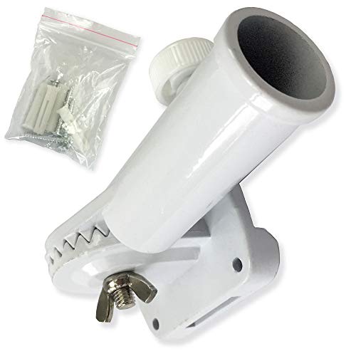 USA Flag Co. Freedom Cast-Aluminum Flagpole Bracket, 13 Position Vertical or Horizontal for 1-inch Diameter Flag Pole Adjustable Mounting Holder (Vivid White)