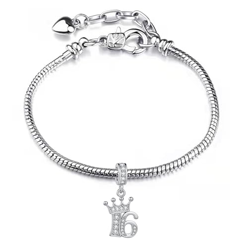 NARTGO 12-70th Birthday Crown Charm Compatible with Pandora Charms Bracelets Necklace for Birthday Mother's Day Christmas Jewelry Gifts for Women3