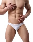 BRAVE PERSON Men's Underwear Jockstrap G-String Briefs Pouch Thong (White, S)