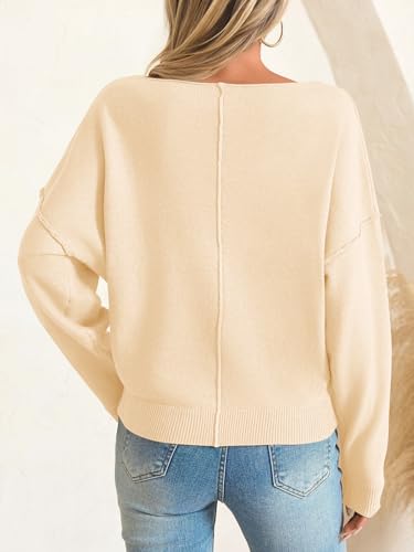 Image of Saodimallsu Womens Off The Shoulder Sweater Boat Neck Batwing Sleeve Knit Pullover 2025 Cute Casual Trendy Jumper Tops