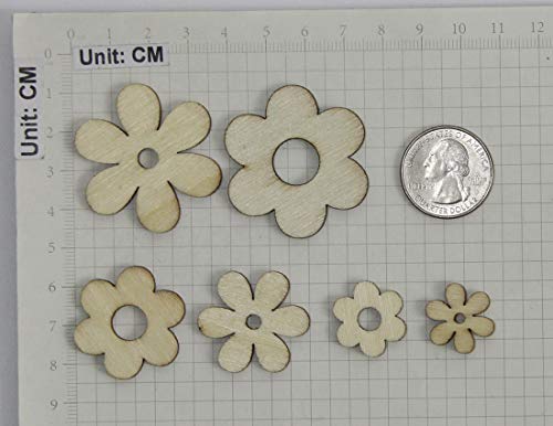 Allinone Flower Shape Unfinished Wood Cut Slices For For Diy Craft Decoration (Mixed Size) #TOP3