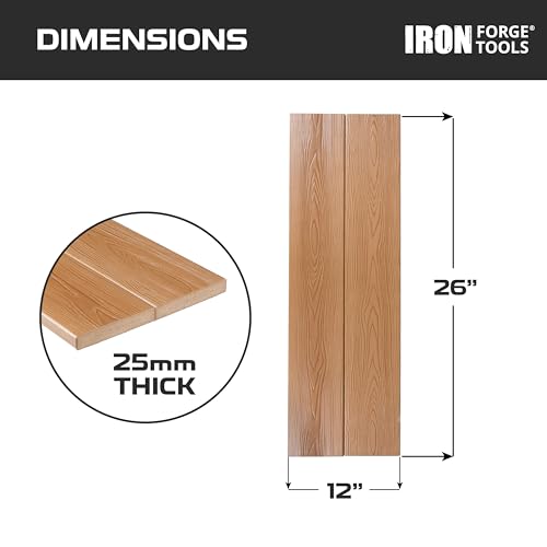 Image of Iron Forge Tools 26x12 Composite Folding Grill Shelf Accessory - Pellet Smoker Barbeque Charcoal Grill Accessories - Compatible with Traeger Pro, Ironwood Texas Elite, Eastwood