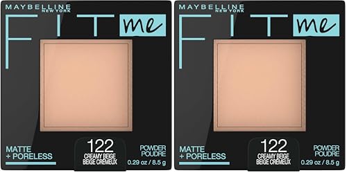 Image of Maybelline Fit Me Matte + Poreless Pressed Face Powder Makeup & Setting Powder, Creamy Beige, 1 Count (Pack of 2)