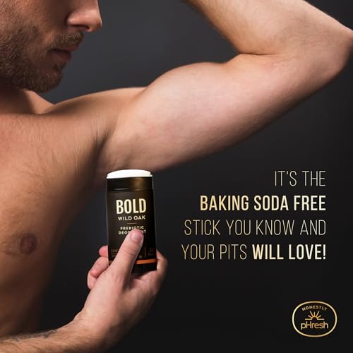 Image of Honestly pHresh Prebiotic Natural Deodorant for Men - Aluminum & Baking Soda Free with 24 Hour Odor Protection. Clean Vegan Deodorant for Sensitive Skin. Made In USA - Bold Wild Oak Scent, 2.5 oz