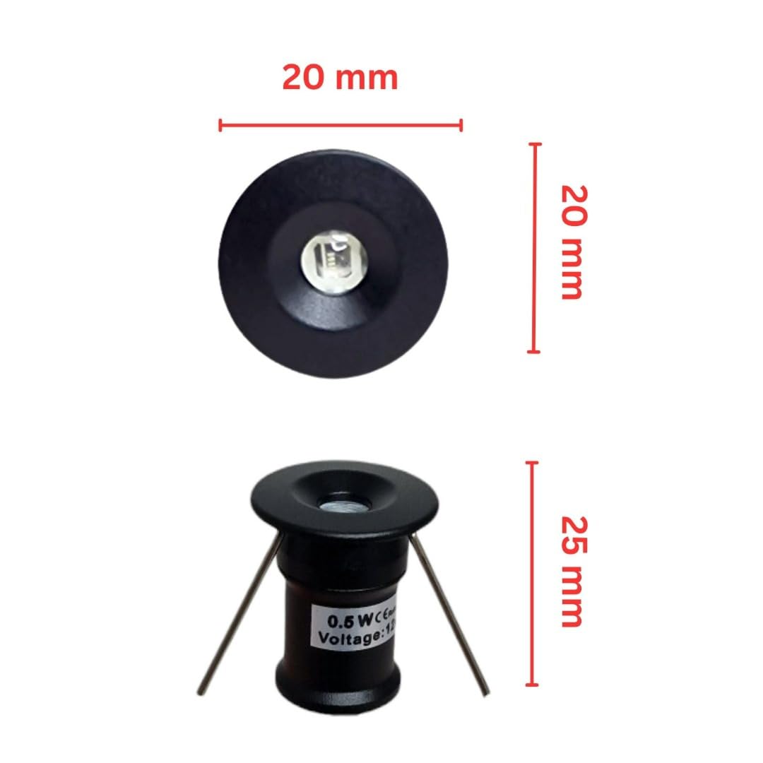 MARVIX 6 x LED 12V Mini Spot Lichter Schwarz 0,5W IP65 Wasserdicht Blaulicht für Wohnwagen, Wohnmobil, Boot Downlights Beleuchtung