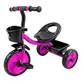 Triciclo Infantil Vermelho Atentu com Pedal 3 Rodas Resistente Brinquedo Infantil para Criança 3 Anos Triciclo Menino com Cesto Cestinha para Passeio e Pedal Infantil (Rosa)