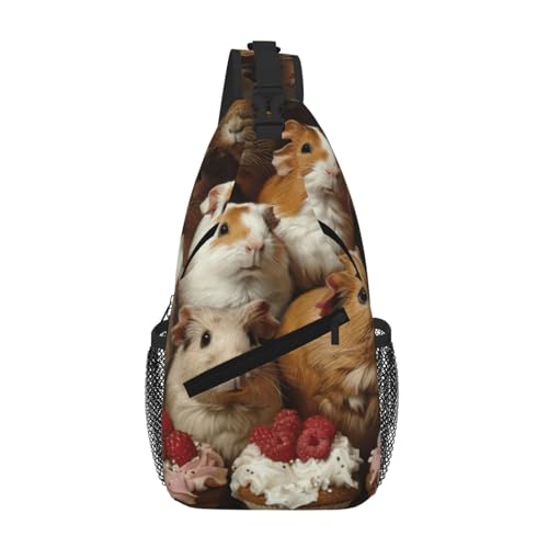 NBAGHPQ Mochila cruzada con estampado de conejillos de indias y cupcakes para hombres y mujeres, para viajes, uso diario, a la moda