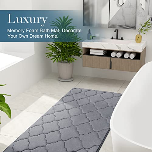 Olanly Memory Foam Bath Mat Rug, Ultra Soft Non Slip And Absorbent Bathroom Rug, Machine Wash Dry, Comfortable, Thick Bath Rug Carpet For Bathroom Floor, Tub And Shower, 24X16, Dark Grey #TOP5