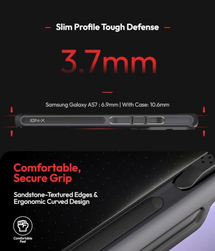 Image of KAPAVER iON-X Back Cover Case Compatible with Samsung Galaxy A57 5G (TPU + Poly Carbonate | Smoke Black)