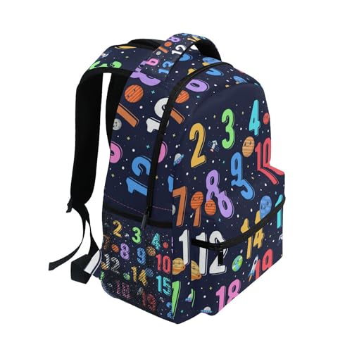 Colorful Numbers Cartoon Outer Space Backpack for Boys Girls, Kids Bookbag Laptop Tablet Travel School Bag with Name Tag2