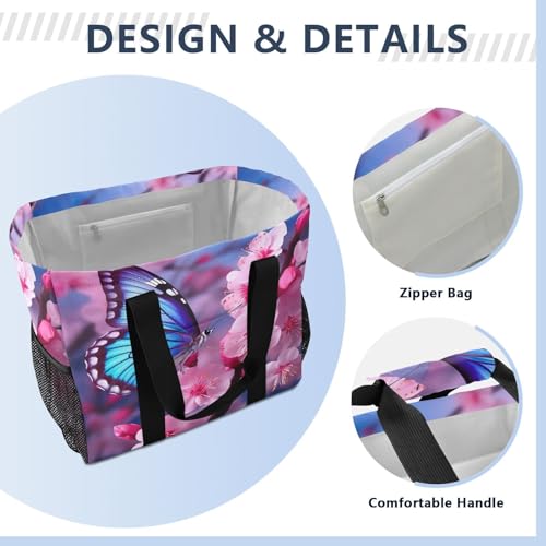 Nander Beautiful Butterfly Foldable Tote Bag Waterproof Sandproof Women Beach Bag Handbag Gym Bag Travel Shopping Bag3