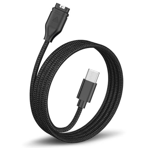 USB C Chargeur pour Montre Garmin, 1m/3,3ft Nylon Cable pour Fenix 7 7S 7X 6 6S 6X 5 5S, Forerunner 935 945 745 45 45S 245, Approach S70 S60 S40 S10, Vivoactive...