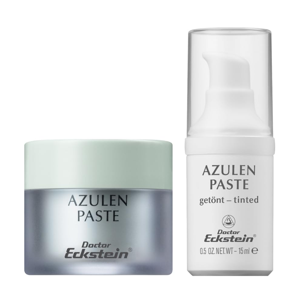 Doctor Eckstein Azulen Sparset – Azulen Paste + Azulen Paste getönt | Spezialpflege bei fettender Haut & Unreinheiten | Mit Zinkoxid, Guajazulen & Vitamin E | Punktuell & flächig anwendbar