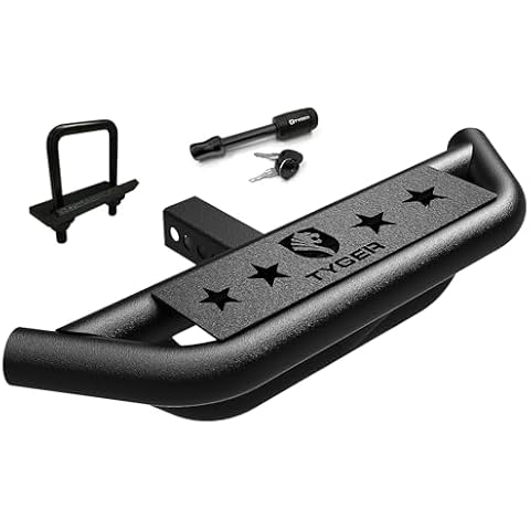 Tyger Auto TG-HS8U81238 Hitch Armor Compatible with Vehicles with 2" Hitch Receiver | Textured Black | Hitch Step | Rear Bumper Guard Protector | with Pin Lock and Stabilizer Cover