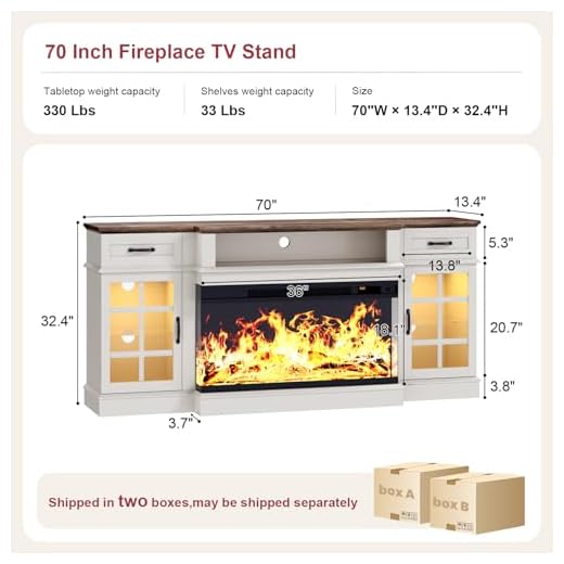MXV 70" Modern Fireplace TV Stand