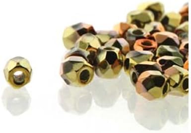 True2 Czech Glass Fire Polished Beads,True 2mm, Faceted Round, 600 Pieces, Crystal California Gold Rush