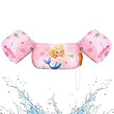 HeySplash Kinder Schwimmflügel, Schwimm Weste für Kinder Schwimmreifen Sicher Kein Aufblasen Schwimmgürtel mit Sicherheitsverschluss von 22-55 Pfund Schwimmtrainer, Rosa Meerjungfrau