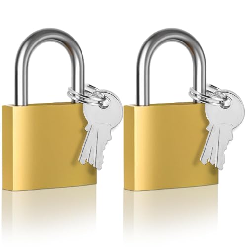 Cieex 2 Stück Vorhängeschloss, kleine Schlösser mit Schlüssel 30 mm, Messing Vorhängeschloss Gleichschließend, Bügelschloss für Koffer, Schränke, Schließfächer, Spinde