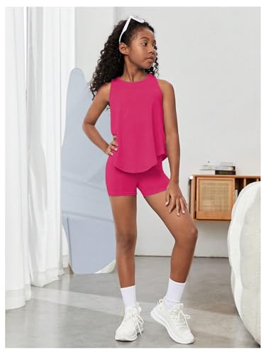Image of BEAUDRM Girl's 2 Piece Workout Outfits Crop Top and Shorts Athletic Sets | Activewear Sets,Dance Sets,Tumbling Outfits,Hip Hop Dance Outfits,Cheer Practice Outfits for Girls
