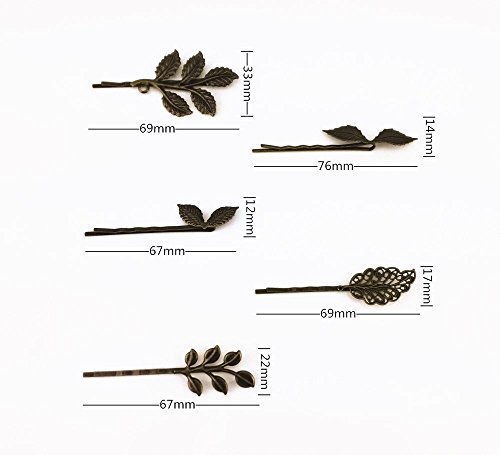 Yueton 10Pcs Vintage Bronze Mix Style Athena Olive Branch Leaf Hair Clip Leaves Barrettes Bobby Pin Bride Headwear Edge Clip Clamps #TOP2