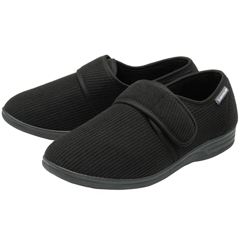 DUNLOP Mens Touch Fastening Slippers – Black – UK 8
