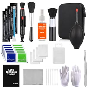 Professional SLR Camera Cleaning Kit Lens Cleaning Kit Digital Cleaning Care Supplies with Blower Cleaning Pen Cleaning Cloth CCD Cleaning Wand, Fits Most Camera Cell Phone Laptop