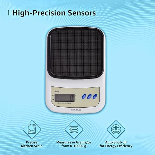 Image of Portable Digital Weight Scale for food with Back-Light LCD Display & High-Precision Sensors | Food Weighing Machine for Kitchen 10kg kitchen weighing machine (Black)