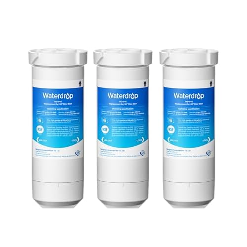 Waterdrop XWF Refrigerator Water Filter, Replacement for GE® XWF, WR17X30702, NSF 42/372 Certified, Compatible with GE® GNE27, GFE26, GDE25, GSS25, PSE25 Series Refrigerators, 3-Pack (No-chi