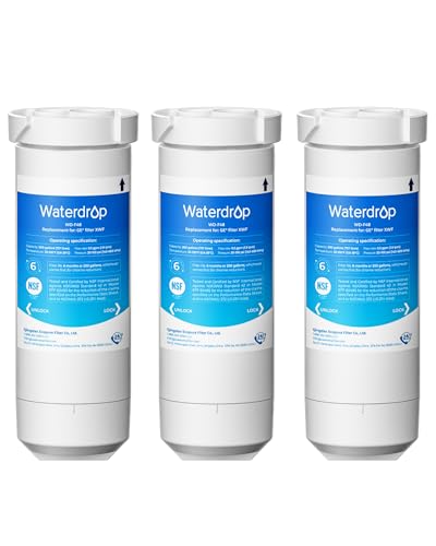 Waterdrop XWF Refrigerator Water Filter, Replacement for GE® XWF, WR17X30702, NSF 42/372 Certified, Compatible with GE® GNE27, GFE26, GDE25, GSS25, PSE25 Series Refrigerators, 3-Pack (No-chip)