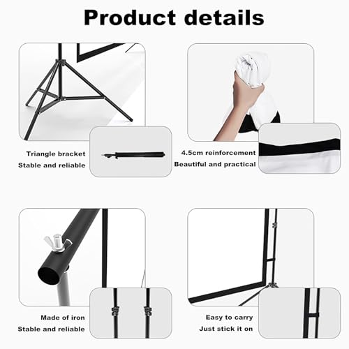 Pantalla de proyector portátil con bolsa de almacenamiento y soporte trípode estable, adecuada para cine en casa, presentaciones de negocios, capacitación escolar y entretenimiento interior y exterior (84 pulgadas) miniatura 2