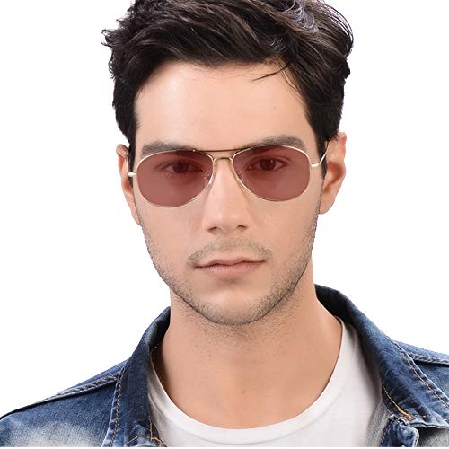 KLESIA 老眼鏡 釣り ゴルフ 遠足 遠近両用 調光 変色 有害光線対応可 UV400 TYBK (度数:3.0, ブラウン)