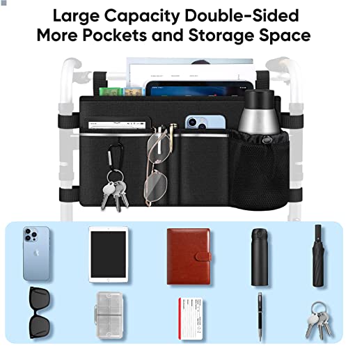 image for FINPAC Large Walker Tote Bag with Cup Holder, Folding Walker Attachmen
