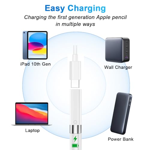 Image of ZORBES Charging Adapter for Pencil 1st Gen Type C to Light-ing Adapter, Type C Female to Light-ning Female Adapter, Support Bluetooth Connectivity, Plug and Go, with Light Indicator
