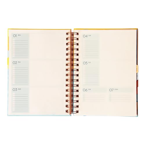Planner Desko 2024 Wire-o Florall, Semanal e Mensal com Notas, 224 páginas, A5, Papel Pólen 80g/m²