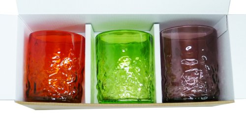 Set de 3 copas de cristal Bumpy Glass (Naranja, Verde, Morado)