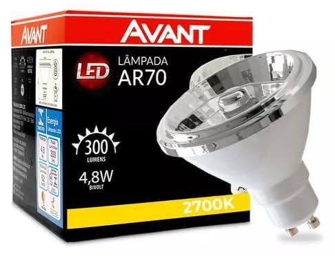 Lâmpada focal, luz direcionado Led AR 70, 4,8W, luz Amarela 2700K, Bivolt - AVANT