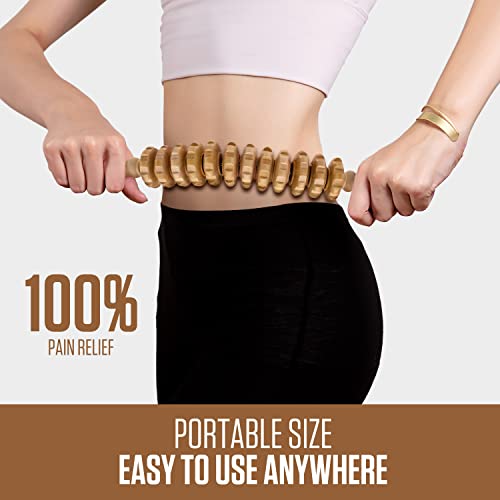 Vivacious 2-In-1 Wooden Massage Body Roller Tools - Professional Cellulite Massager Wood Therapy Massage Tools For Body Shaping, Muscle Pain Relief, Colombiana, Anti-Cellulite, & Body Contouring #TOP3