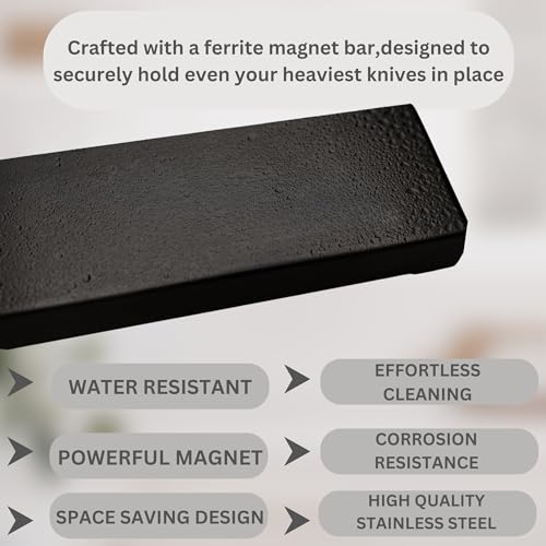 IHS Heavy Duty Kitchen Magnetic Knife Holder for Wall No Drill- Strong Stainless Steel Knife Magnetic Strip with Additional Hooks-Multipurpose Magnetic Strip for Knives, Tools & Utensils (40 CM) - Image 4