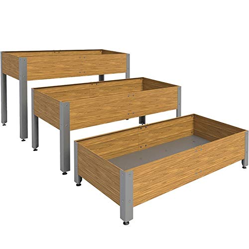 Suinga Tavolo da coltivazione in acciaio zincato effetto legno. Lunghezza 146 cm x larghezza 72 cm x altezza 40 cm. Modello Amsterdam Prodotto con Prodotti Capacità di 275 litri substrato o concime.