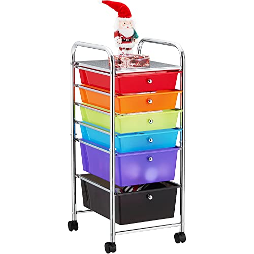 Sapodilla 6 Storage Drawer Cart Rolling Organizer Cart For Tools Scrapbook Paper Home Office School Multipurpose Mobile Utility Cart With 4 Lockable Casters(Multicolor)… #TOP1