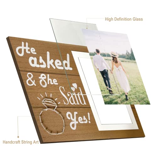Ylu Yni Anniversary Wedding Gifts For Him/Her, Picture Frame For 4X6 Inch Photo, Engagement Gifts For Couples, Boyfriend, Girlfriend. He Asked & She Said Yes #TOP2