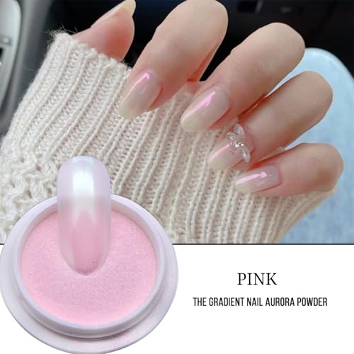 Pink Mermaid Chrome Nagelpulver Aurora Pulver Spiegel Perleneffekt Pigment für Nägel