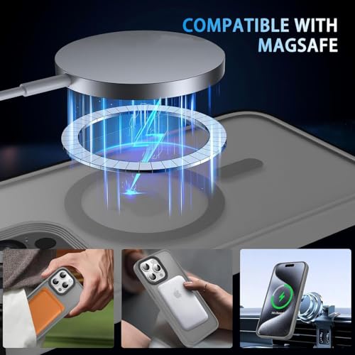 Image of Elzzi Magnetic Guard Designed for iPhone 16 Pro Max Case Translucent Matte Hard PC + TPU Back Cover [Compatible with MagSafe] Anti-Scratch Shockproof Phone Case (6.9 Inch, Natural Titanium)