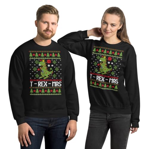 TheFunnyShirtCompany T-Rex-Mas - Funny T-Rex Dinosaur Ugly Christmas Sweater Women And Men Holiday Unisex Crewneck Sweatshirt4
