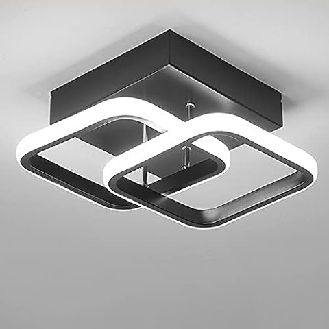 Ceiling Light Modern 22W LED Cool White 6000K Acrylic Square Ceiling Lamp for Hallway Office Bedroom Kitchen Living Room Bedroom Ceiling Lights (Black) Cover