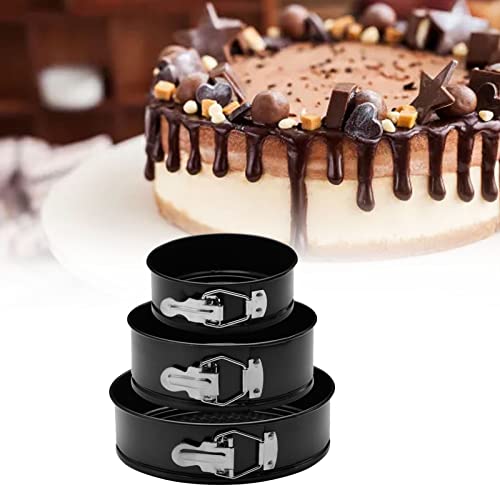 3Pcs Cheesecake Pan Set,Non Stick Round Cake Pan Bakeware Baking Pans Cheesecake Pan Springform Pan Set Cake Molds Black