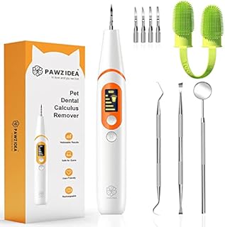 PAWZIDEA Dog Plaque Remover for Teeth - Ultrasonic 42KHz, Calculus Tartar Remover for Dog Teeth Cleaning Kit, Pet Dental Care Tooth Scaler Cleaner w/Finger Toothbrush Kit, Dental Tool, Rechargeable